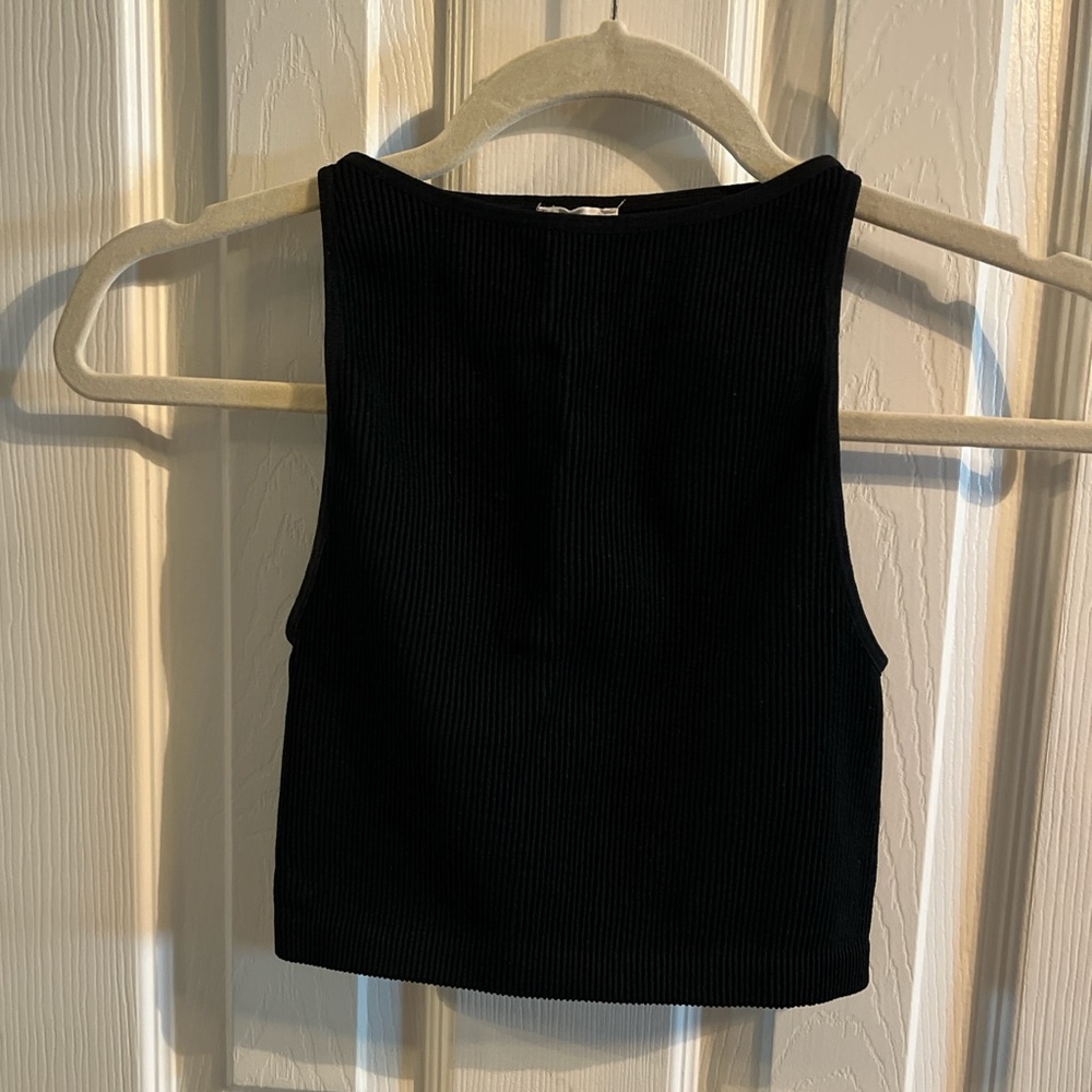 Cotton On Black Ribbed Crop Top